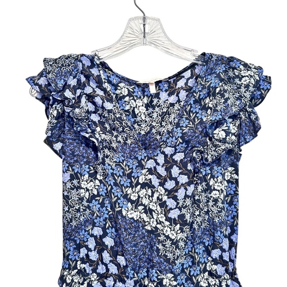 Rebecca Taylor Ava Floral Mini Dress 100% Silk Women's Size 2 Blue Short Sleeve - Picture 3 of 6